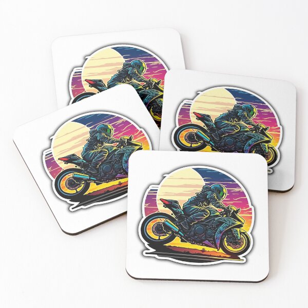 Item preview, Colorful motorcycle rider riding his bike, moon, sun, speed, night, life designed and sold by YammsDesign.