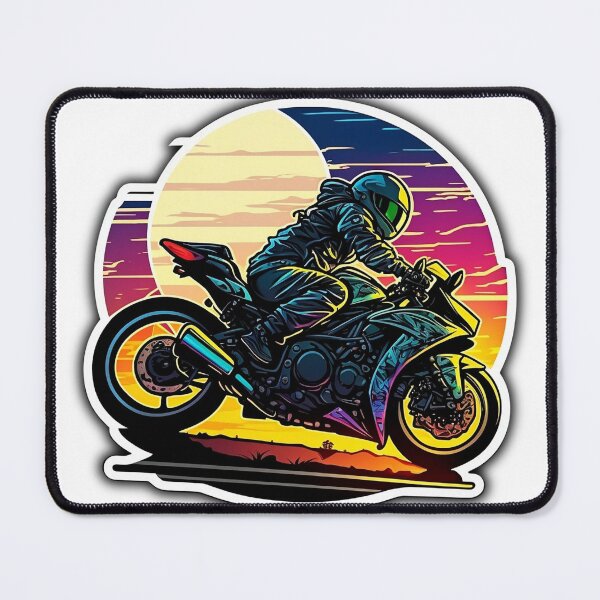 Item preview, Colorful motorcycle rider riding his bike, moon, sun, speed, night, life designed and sold by YammsDesign.