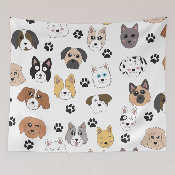 Item preview, Colorful Cute Funny Dogs & Paw Pattern designed and sold by idovedesign.