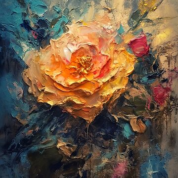 Impasto Rose - 3D textured painting 1 Poster for Sale by Red