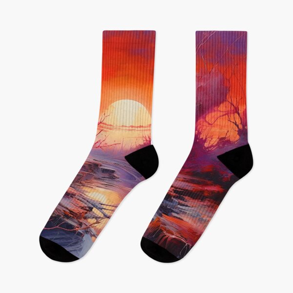 Item preview, Red sunset otherworldly abstract landscape 4 designed and sold by Red Witch Art.