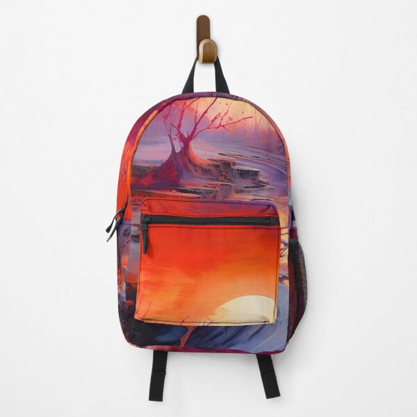 Item preview, Red sunset otherworldly abstract landscape 4 designed and sold by Red Witch Art.