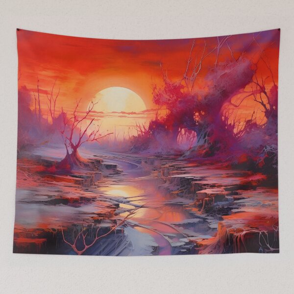 Item preview, Red sunset otherworldly abstract landscape 4 designed and sold by Red Witch Art.