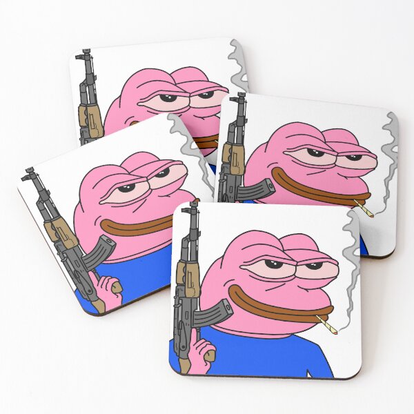 Item preview, Pepe pink frog with Ak 47 rifle designed and sold by ShopEasy9.