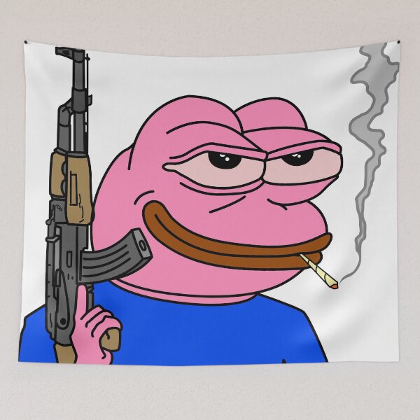 Item preview, Pepe pink frog with Ak 47 rifle designed and sold by ShopEasy9.