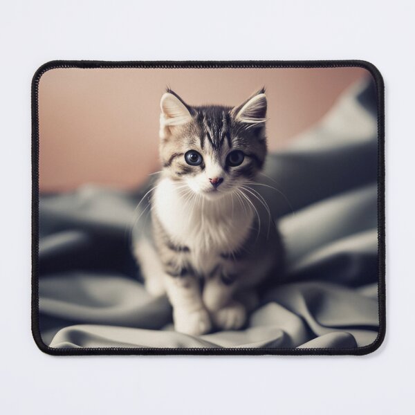 Item preview, Small cat on grey fabric designed and sold by Reunimage.