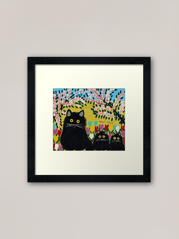 Thumbnail 2 of 7, Framed Art Print, Three Black Cats - Maud Lewis designed and sold by kerryburnley.