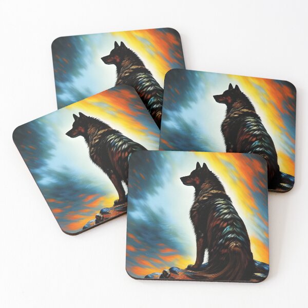 Item preview, Black Wolf against Dramatic Sky, impasto, Ai Generated Art  designed and sold by ACC .
