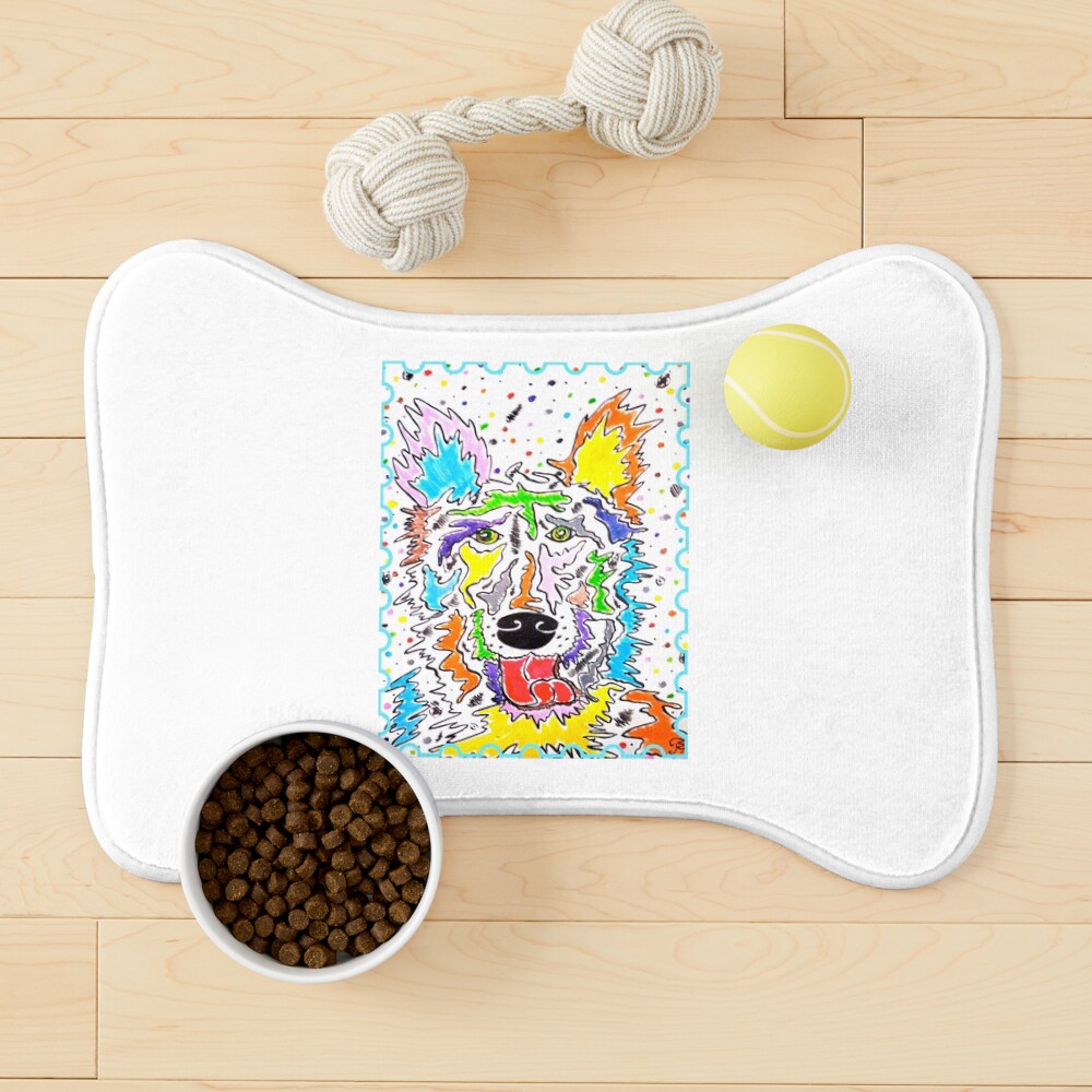 Aperçu de l'œuvre Tapis pour gamelle pour chien créée et vendue par doudouedition.