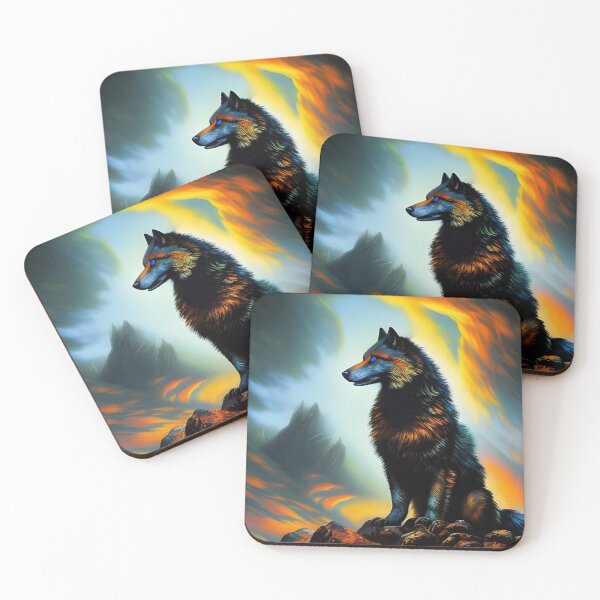 Item preview, Black Wolf against Dramatic Sky, impasto, Ai Generated Art  designed and sold by ACC .