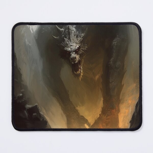 Item preview, Ancient Dragon - Norse Warrior Confronts The Ancient Dragon In Its Lair In Original Digital Painting - very high resolution designed and sold by CloudofKnowing.