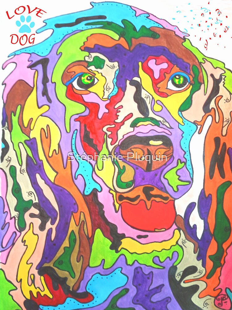 Aperçu 3 sur 3. Sticker avec l'œuvre PopDog Art cocker - illustration colorée d'un cocker ! créée et vendue par doudouedition.