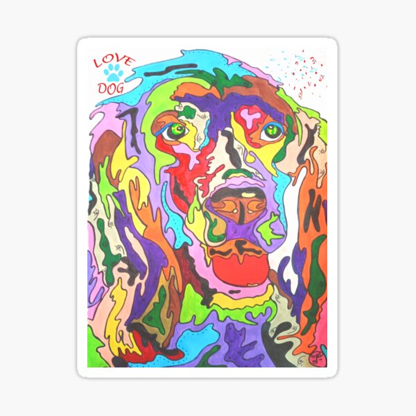PopDog Art cocker - illustration colorée d'un cocker ! Sticker