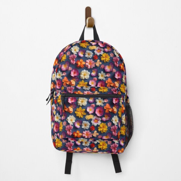 Item preview, Fresh Flower Pattern on a Blue Background: Colorful Radiance and Floral Vitality designed and sold by Arti_choke.