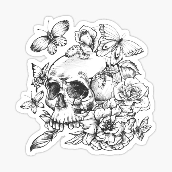 Item preview, Skull Embraced by Butterflies designed and sold by Asilh87 Design.