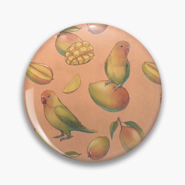 Item preview, Mango and Lovebird Parrot Seamless Pattern (Orange) designed and sold by Mazarineart.