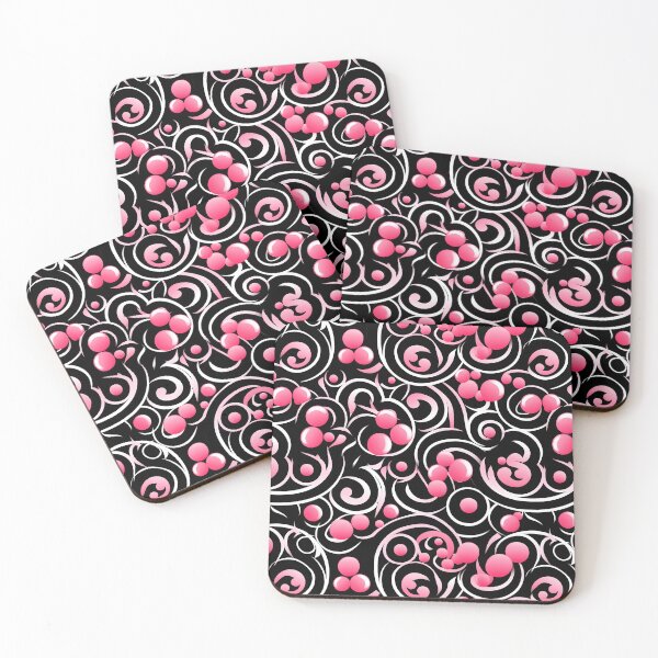 Item preview, Pink and Black Lines Swirls Abstract Pattern  designed and sold by palaco210.