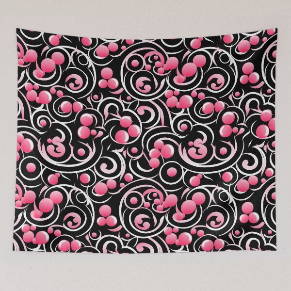 Item preview, Pink and Black Lines Swirls Abstract Pattern  designed and sold by palaco210.