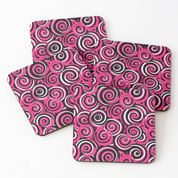 Item preview, Pink and Black Lines Swirls Abstract Pattern  designed and sold by palaco210.