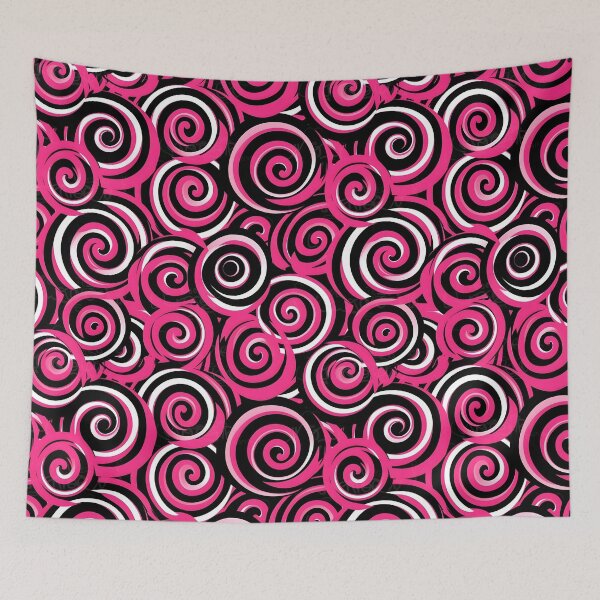 Item preview, Pink and Black Lines Swirls Abstract Pattern  designed and sold by palaco210.