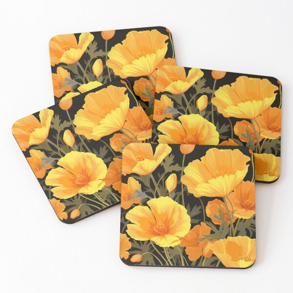 Item preview, Floral Pattern Neon Yellow - Orange Poppies designed and sold by MTJ-Mushrooms.