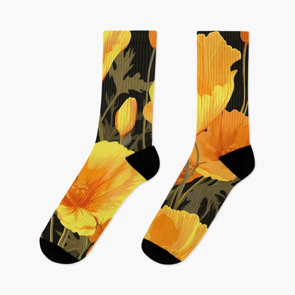 Item preview, Floral Pattern Neon Yellow - Orange Poppies designed and sold by MTJ-Mushrooms.