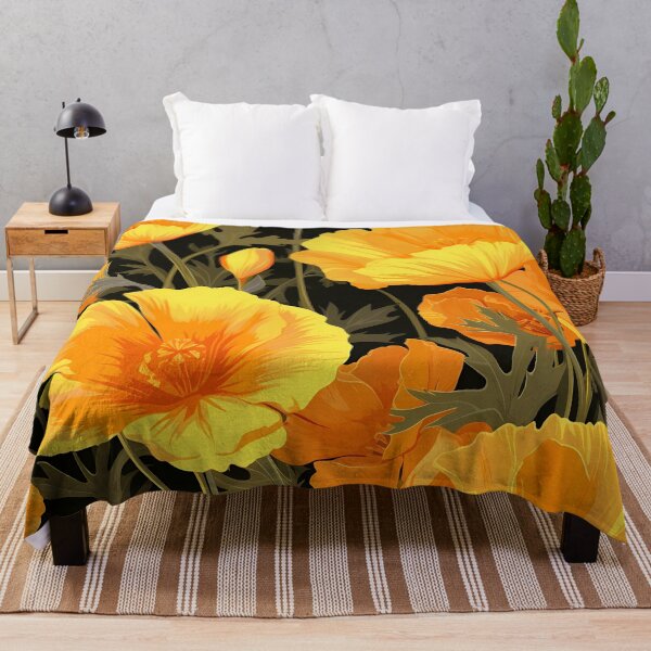 Item preview, Floral Pattern Neon Yellow - Orange Poppies designed and sold by MTJ-Mushrooms.