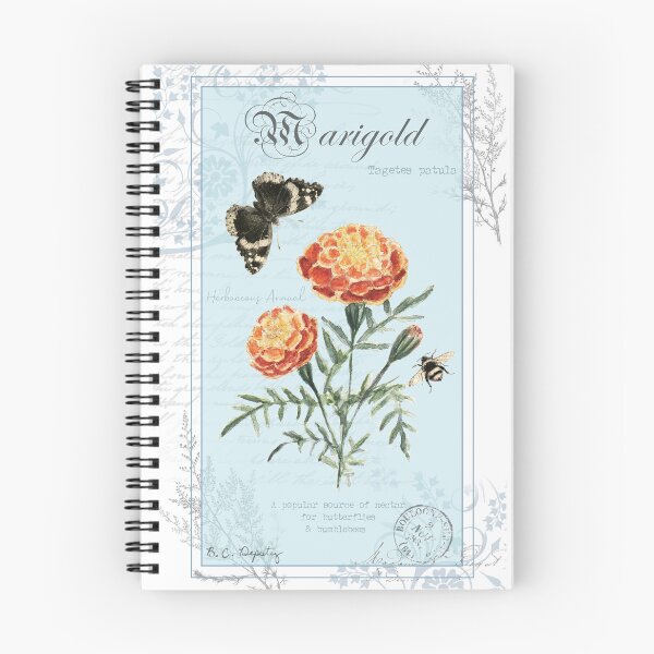 Item preview, Marigold Flower Watercolor Garden Butterfly Nature  designed and sold by Some Little Good.