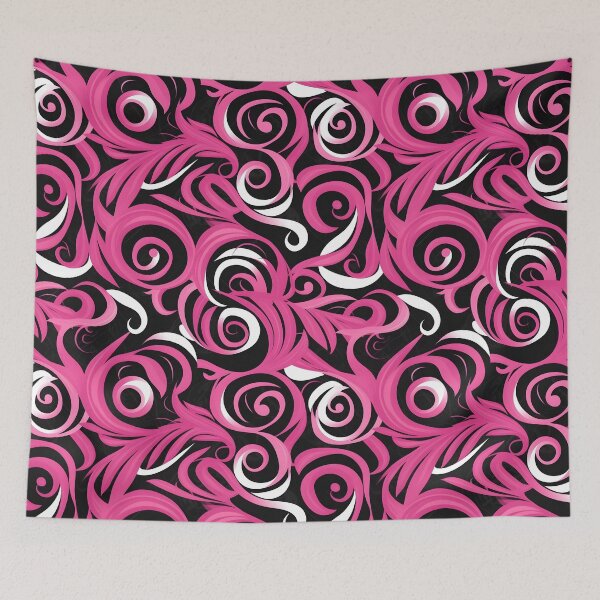 Item preview, Pink and Black Lines Swirls Abstract Pattern  designed and sold by palaco210.