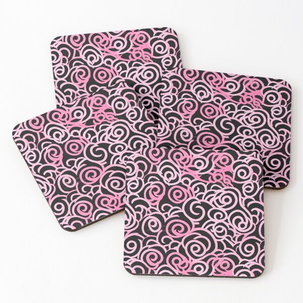 Item preview, Pink and Black Lines Swirls Abstract Pattern  designed and sold by palaco210.