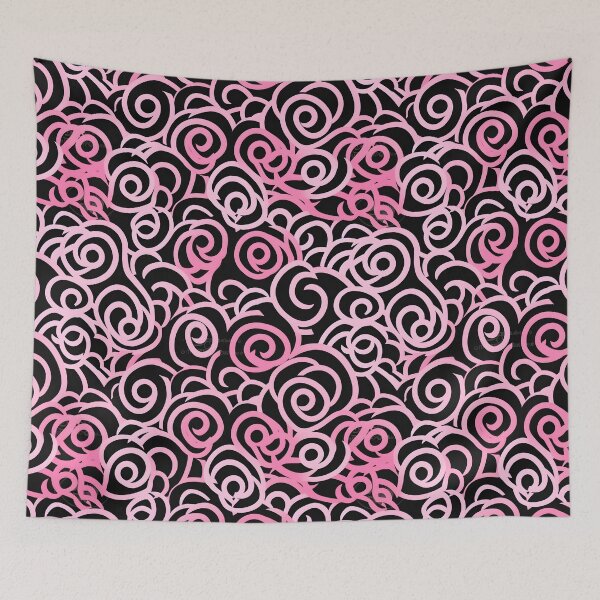 Item preview, Pink and Black Lines Swirls Abstract Pattern  designed and sold by palaco210.