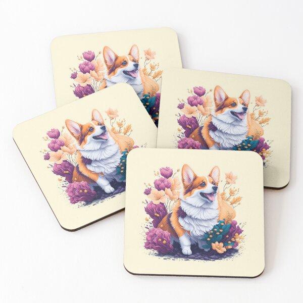 Artikelvorschau, Welsh Corgi Dog von Flowers and Leaves entworfen und verkauft von shokA Design.