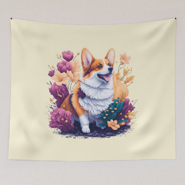 Artikelvorschau, Welsh Corgi Dog von Flowers and Leaves entworfen und verkauft von shokA Design.