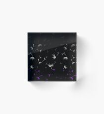 Dandelion Seeds Asexual Pride (black background) Acrylic Block