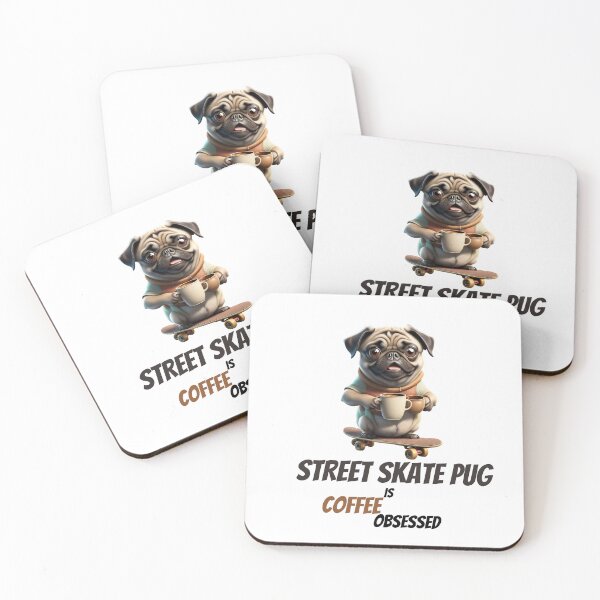 Item preview, Funny Pug Life Sayings Dog Skaterboarding Coffee Obsessed Skater Time Quotes designed and sold by Sshmorr.