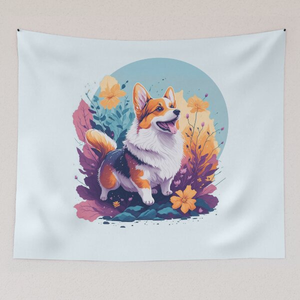 Artikelvorschau, Welsh Corgi Dog von Flowers and Leaves entworfen und verkauft von shokA Design.