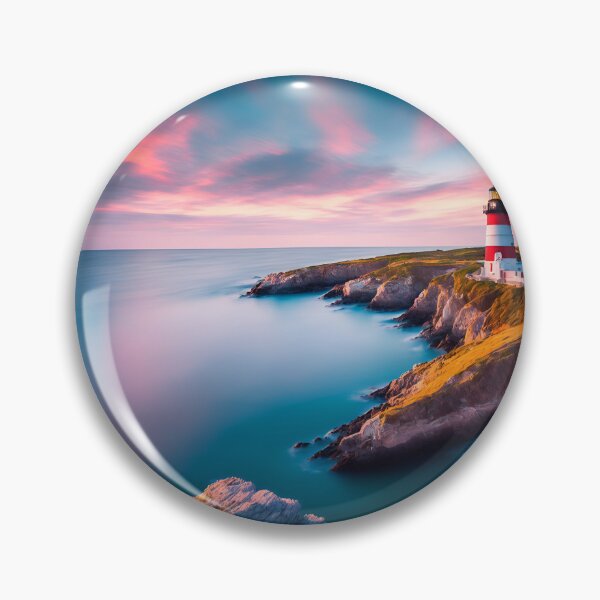Item preview, Seaside Cliff Landscapes With a Lighthouse or Other Navigational Beacon in the Distance, Ai Generated Art designed and sold by AiGens.