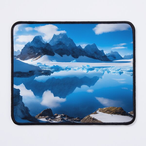 Item preview, Glacial Landscapes With a Bright Blue Sky and White Fluffy Clouds, Ai Generated Art designed and sold by AiGens.