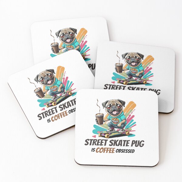 Item preview, Funny Pug Life Sayings Dog Skaterboarding Coffee Obsessed Skater Time Quotes designed and sold by Sshmorr.