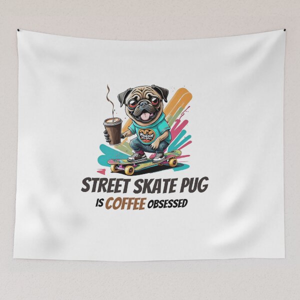 Item preview, Funny Pug Life Sayings Dog Skaterboarding Coffee Obsessed Skater Time Quotes designed and sold by Sshmorr.