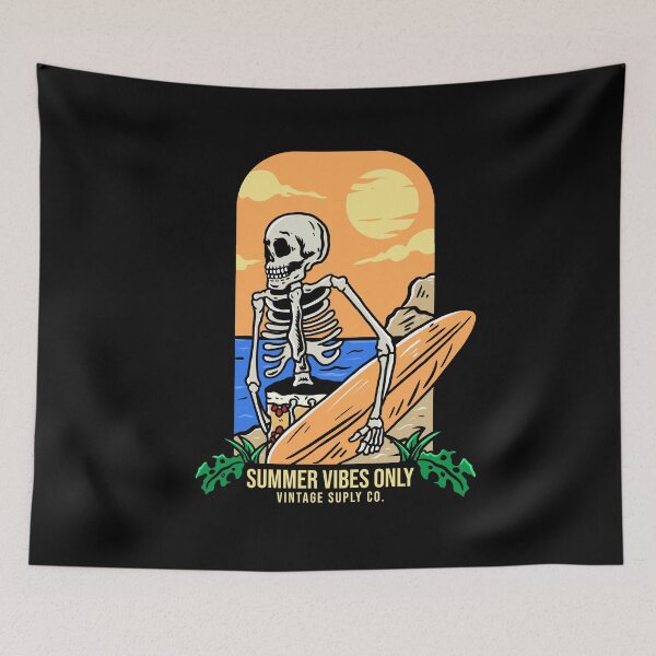Item preview, Skeleton with surfboard summer vibes only designed and sold by Acim0.