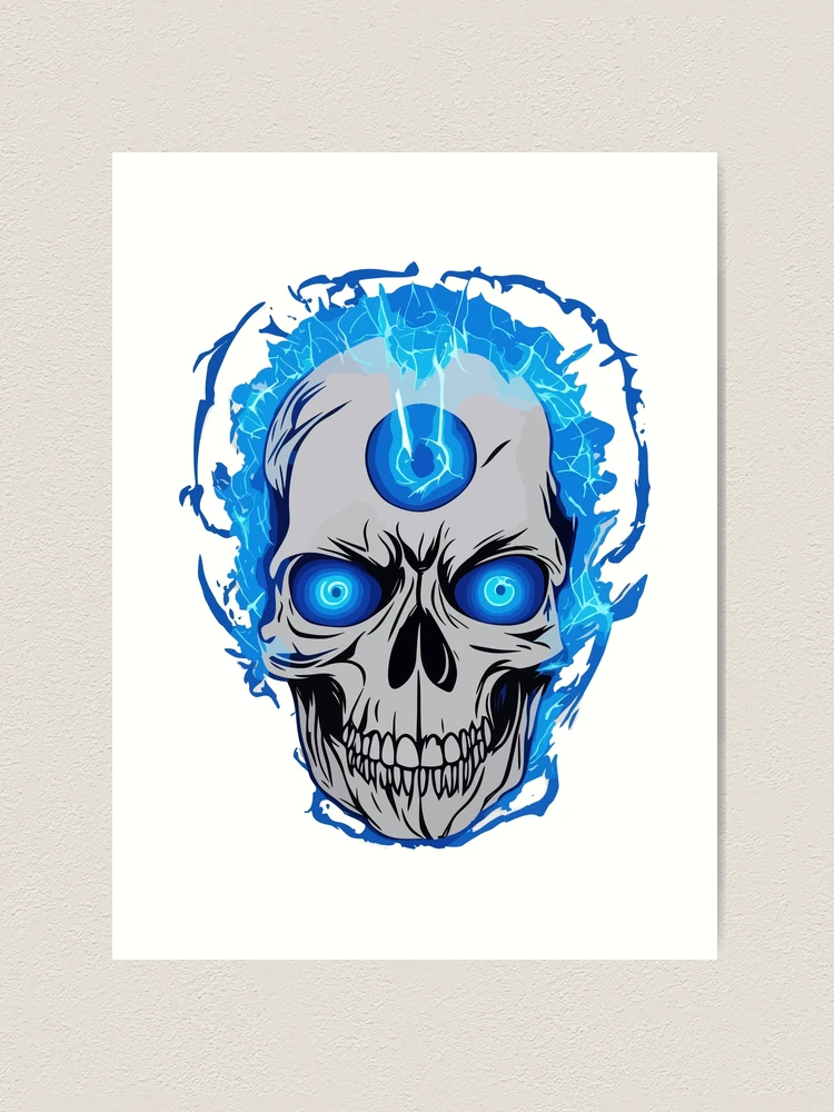 blue electric skull 