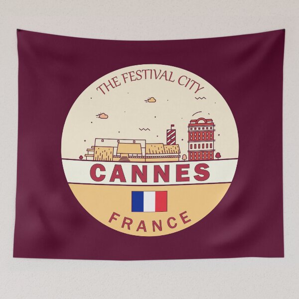 Item preview, Cannes France City Skyline Emblem designed and sold by KrisSidDesigns.