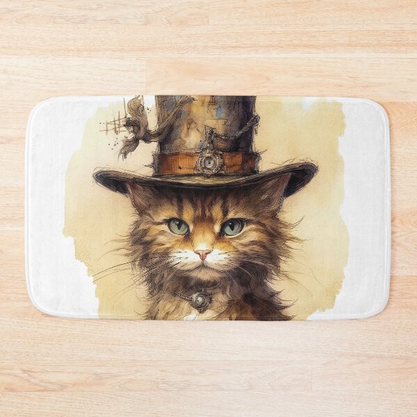 Item preview, Cat wearing hat,yellow color,abstract,cartoon designed and sold by Hermossa-Art.