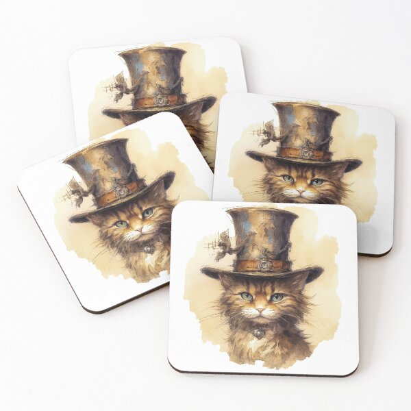 Item preview, Cat wearing hat,yellow color,abstract,cartoon designed and sold by Hermossa-Art.