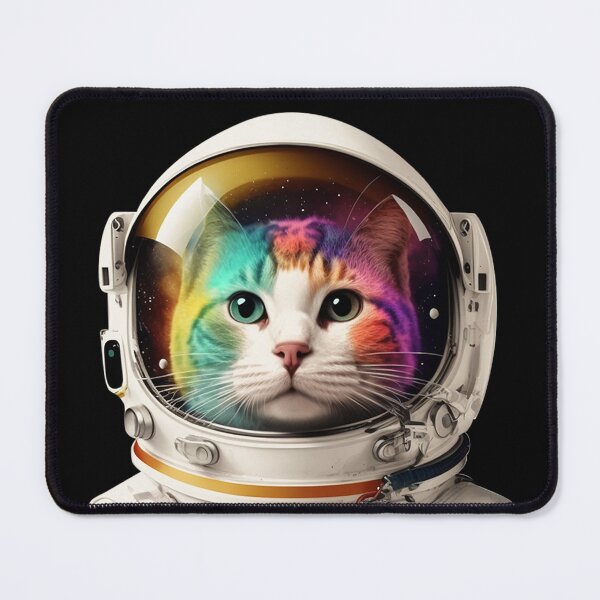 Item preview, A Cat in Space Suit Staring Straight Ahead, Astronaut Cat, Cosmic Kitty, Galactic Cat, Cat Lover Gift, Rainbow Colors designed and sold by iCherryRed.