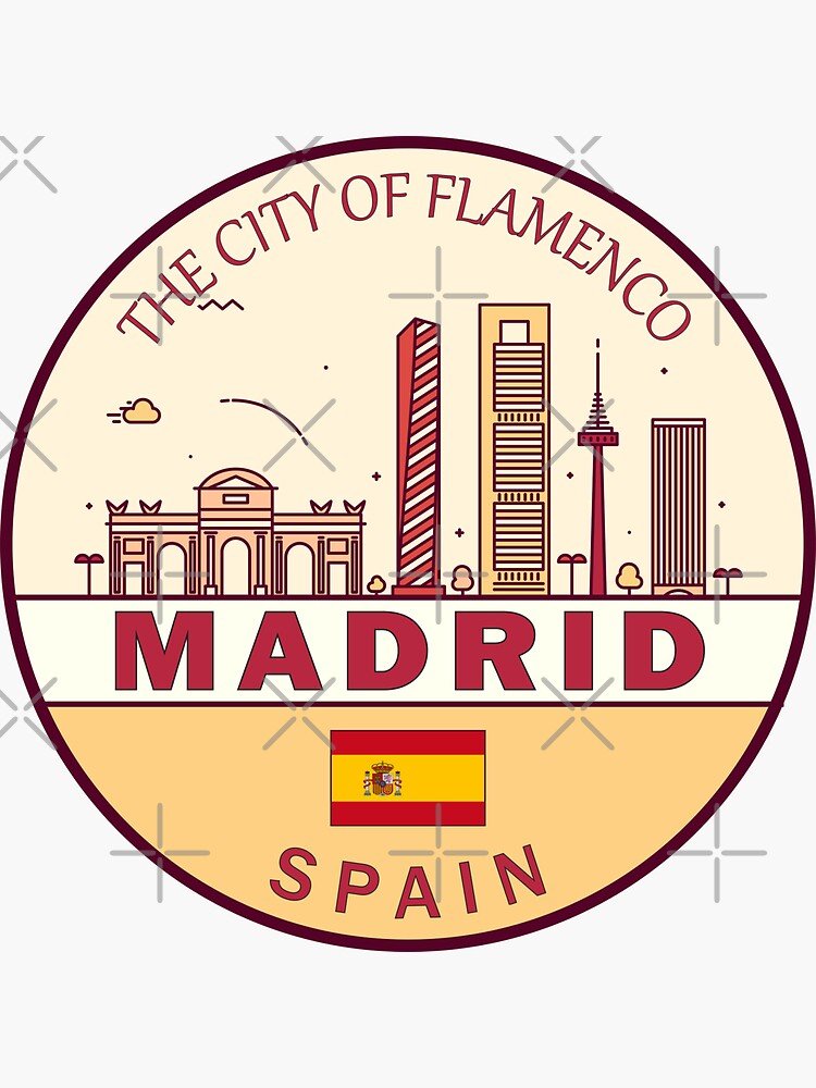 Madrid Spain City Skyline Emblem Sticker For Sale By Krissiddesigns Redbubble