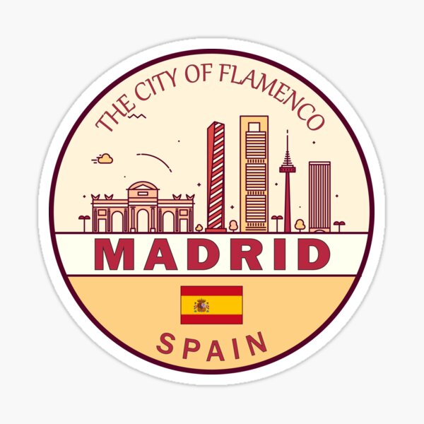 Item preview, Madrid Spain City Skyline Emblem designed and sold by KrisSidDesigns.