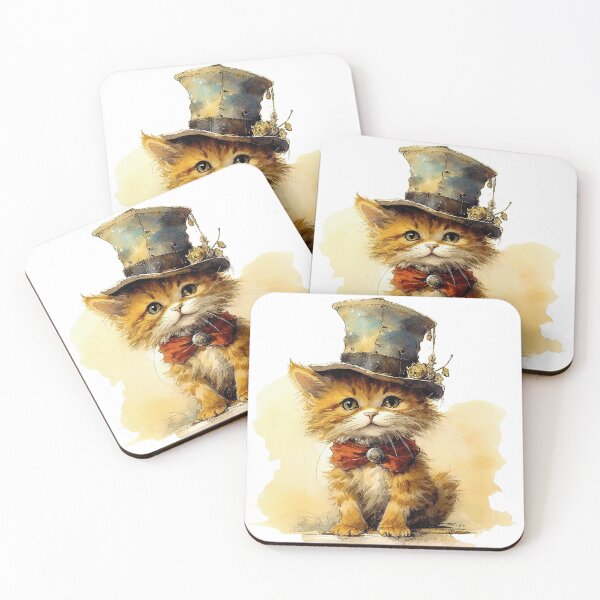Item preview,  Cat wearing hat,yellow color,abstract,cartoon designed and sold by Hermossa-Art.