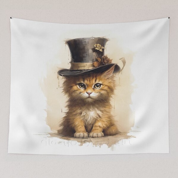 Item preview,  Cat wearing hat,yellow color,abstract,cartoon designed and sold by Hermossa-Art.
